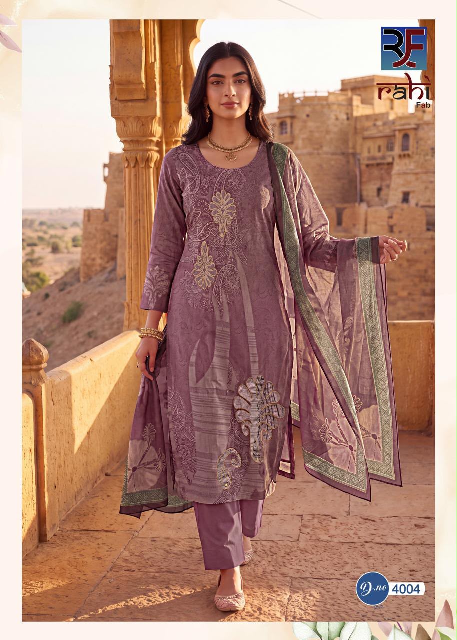 Rising Gold Vol 4 Rahi Fab Cotton Karachi Salwar Suits Supplier India