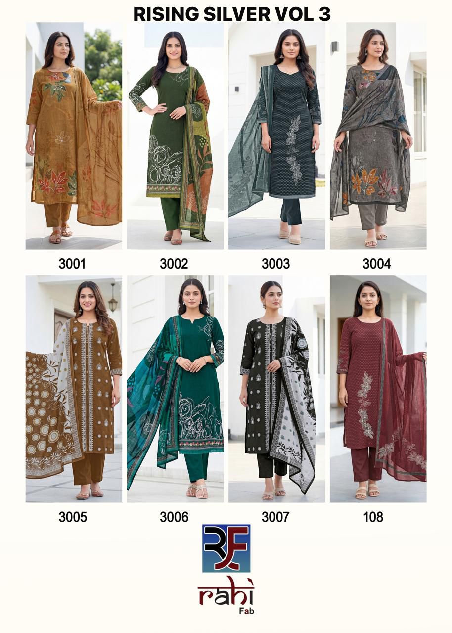 Rising Silver Vol 3 Rahi Fab Cotton Karachi Salwar Suits Wholesale