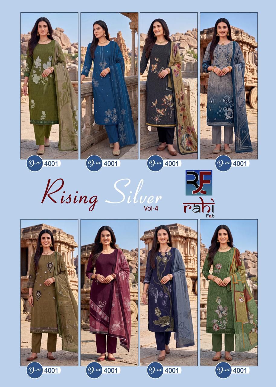 Rising Silver Vol 4 Rahi Fab Cotton Karachi Salwar Suits Wholesaler India