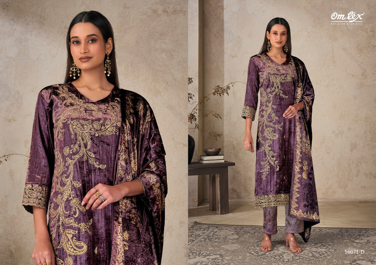 Ritha Crush Vol 43 Omtex Viscose Velvet Suits Wholesale Rate