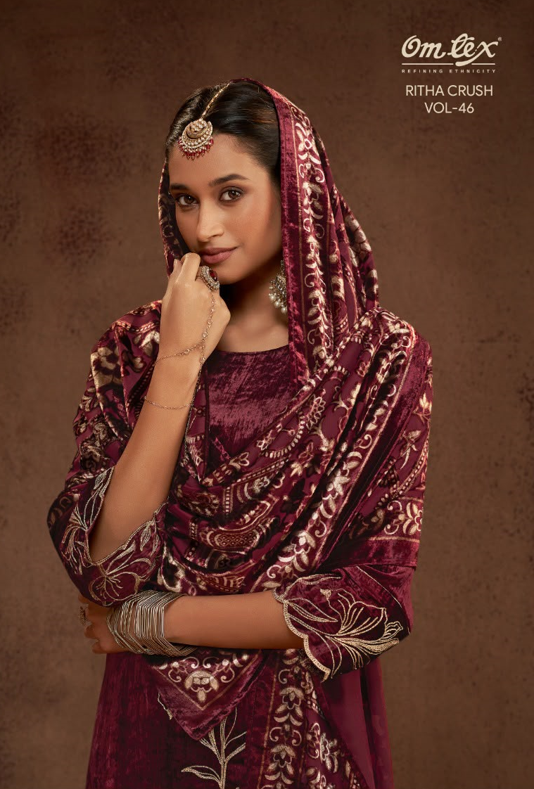 Ritha Crush Vol 46 Omtex Viscose Velvet Suits Wholesaler India
