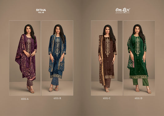 Ritha Vol 18 6531 Omtex Pure Viscose Velvet Suits Manufacturer Gujarat