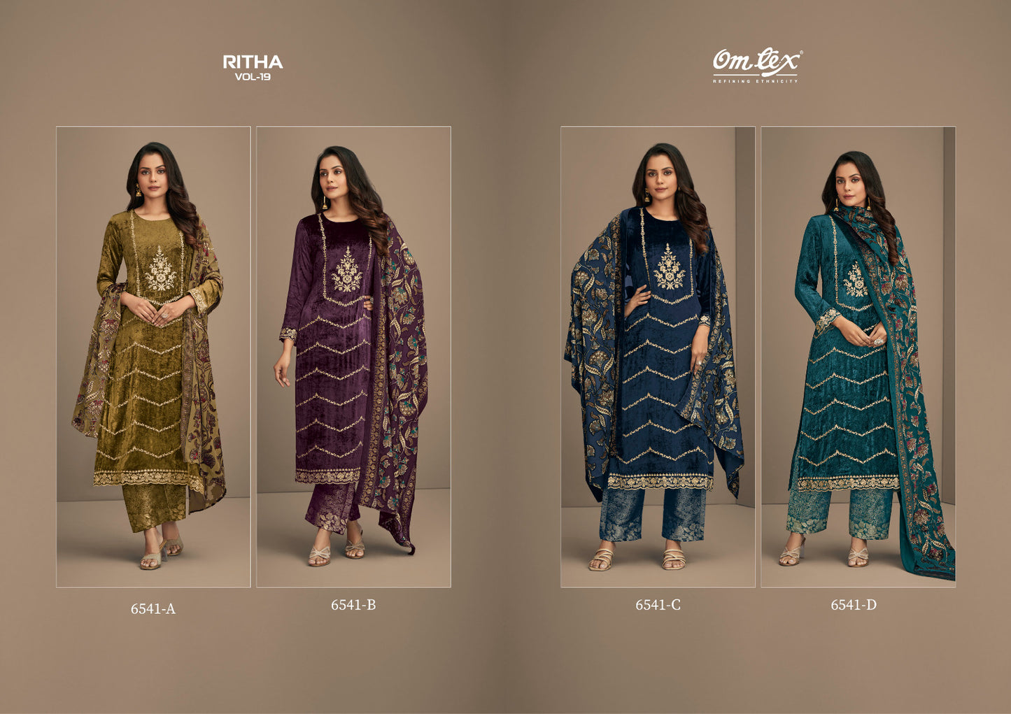 Ritha Vol 19 Omtex Viscose Velvet Suits Supplier