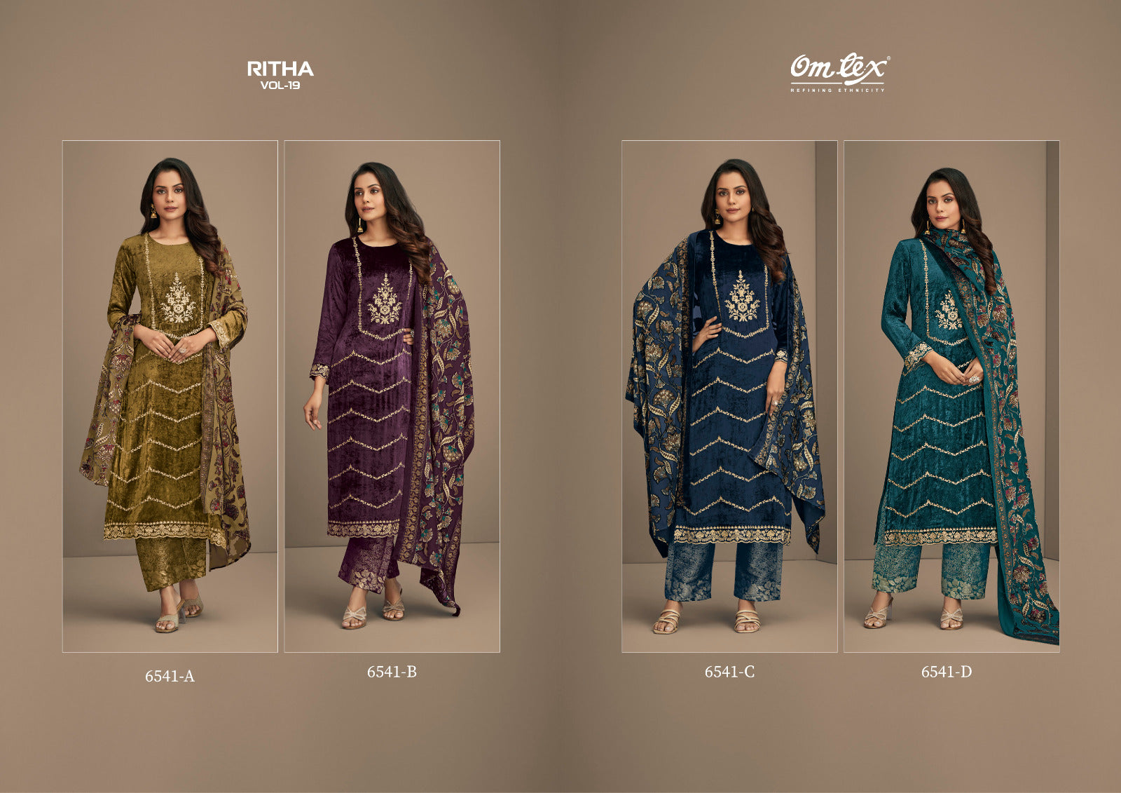 Ritha Vol 19 Omtex Viscose Velvet Suits Supplier