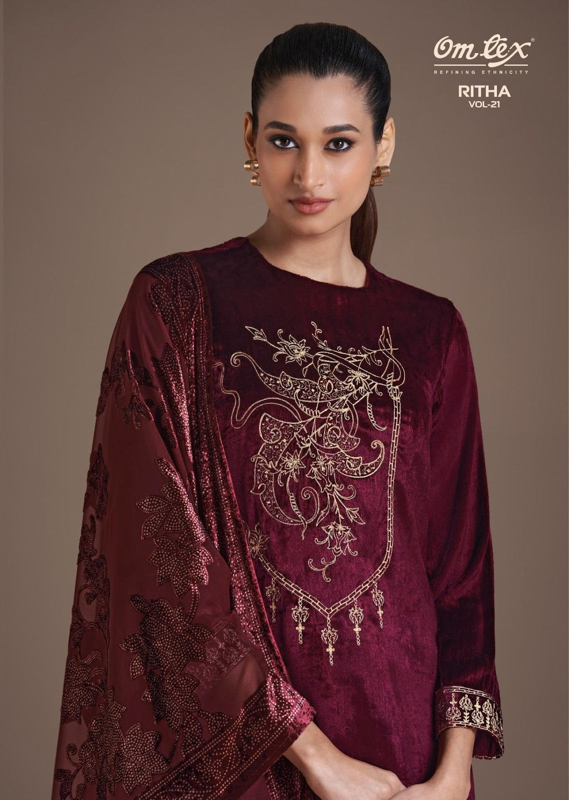 Ritha Vol 21 Omtex Velvet Suits Supplier Gujarat