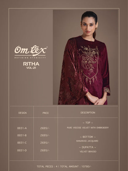 Ritha Vol 21 Omtex Velvet Suits Supplier Gujarat
