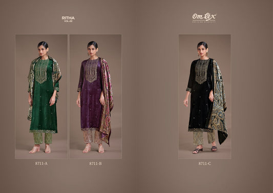 Ritha Vol 22 Omtex Pure Viscose Velvet Suits Wholesale Price