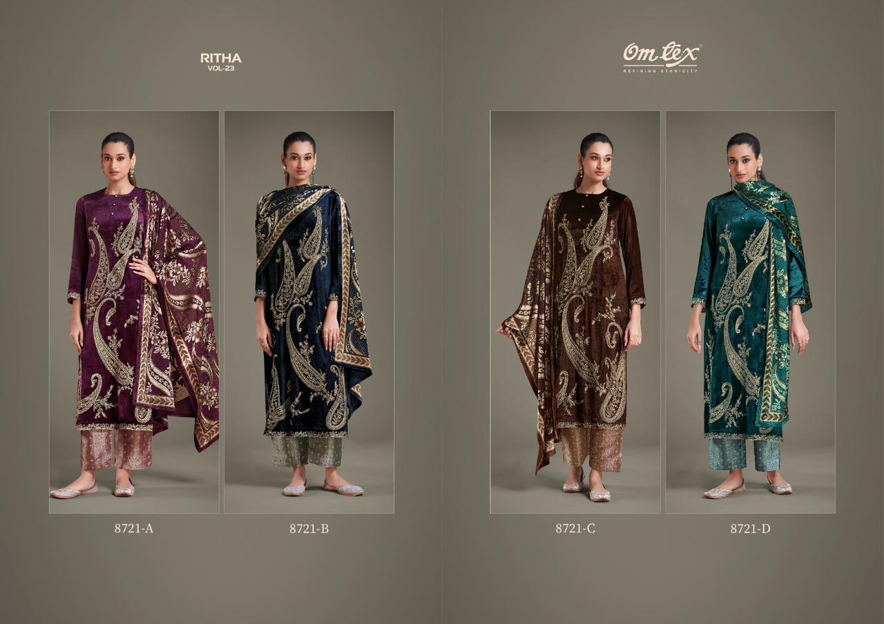 Ritha Vol 23 Omtex Velvet Suits Exporter Ahmedabad