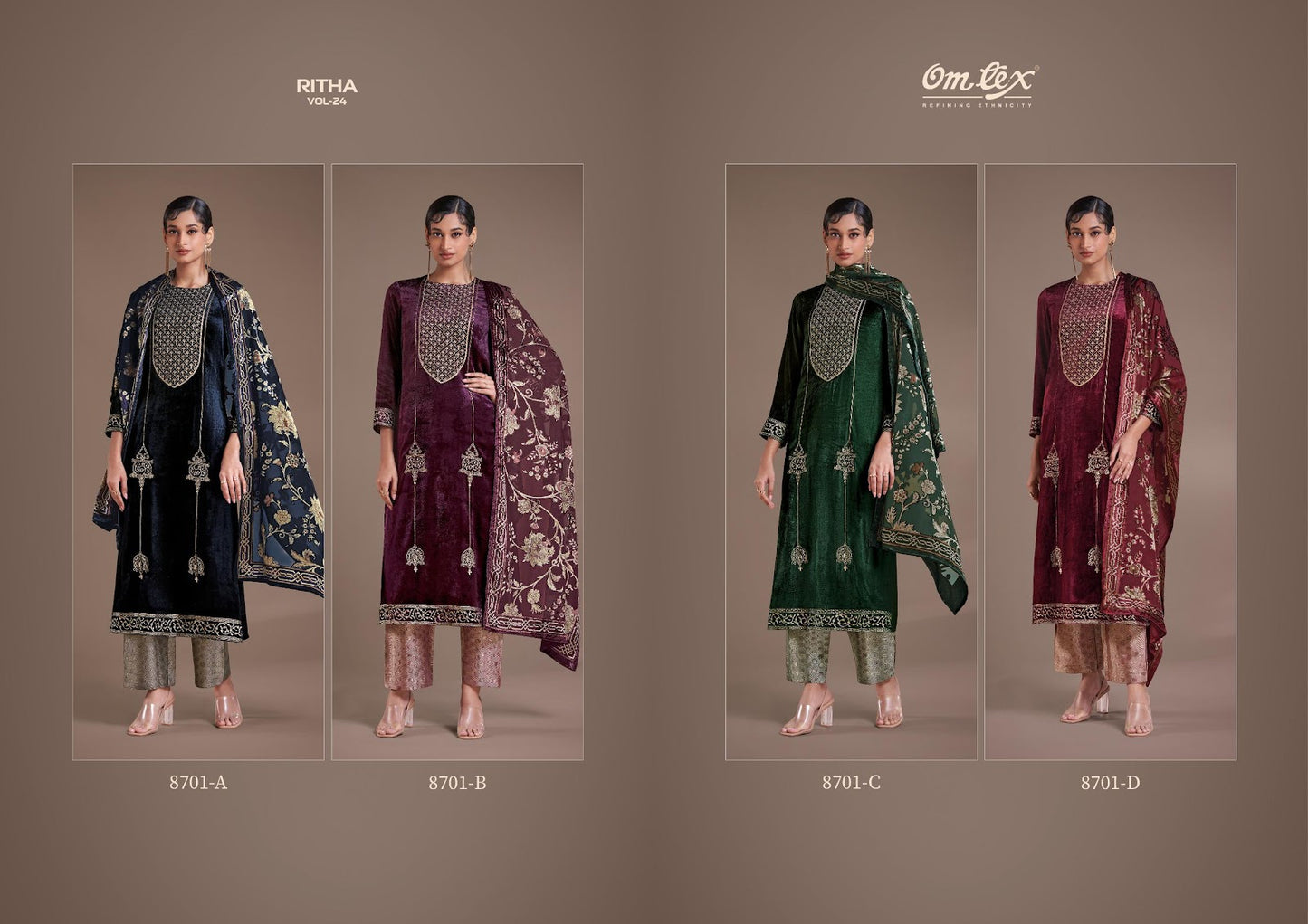 Ritha Vol 24 Omtex Velvet Suits Supplier Gujarat