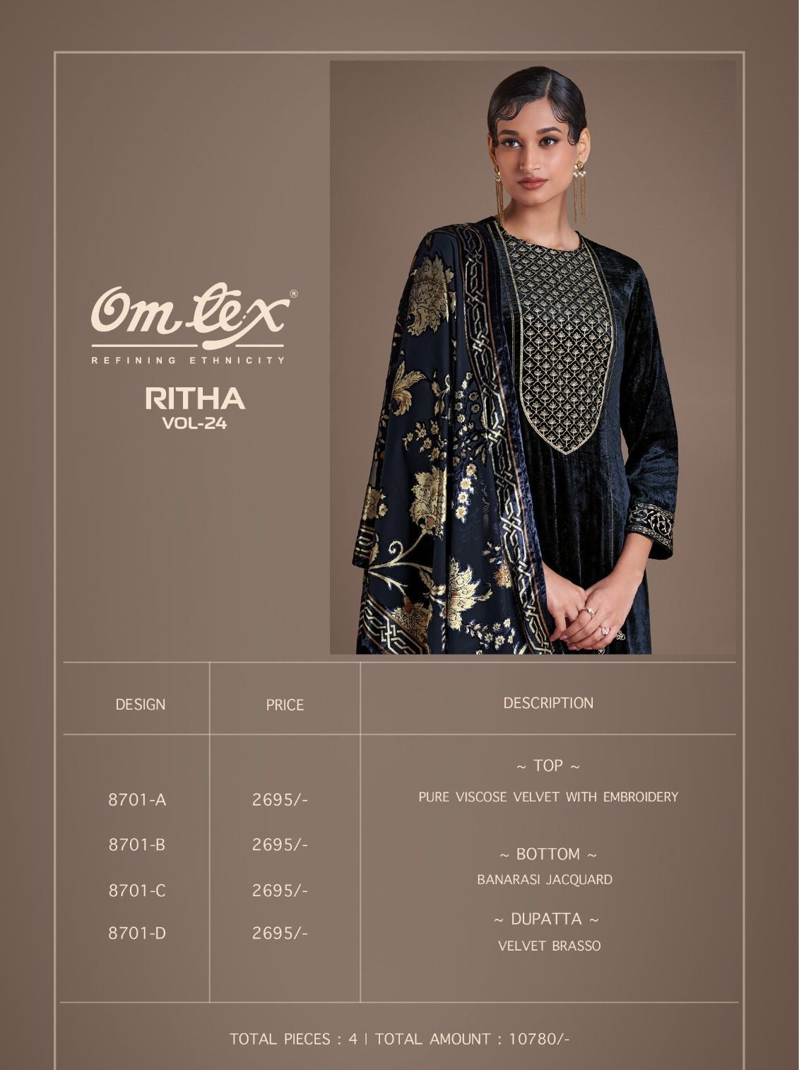 Ritha Vol 24 Omtex Velvet Suits Supplier Gujarat
