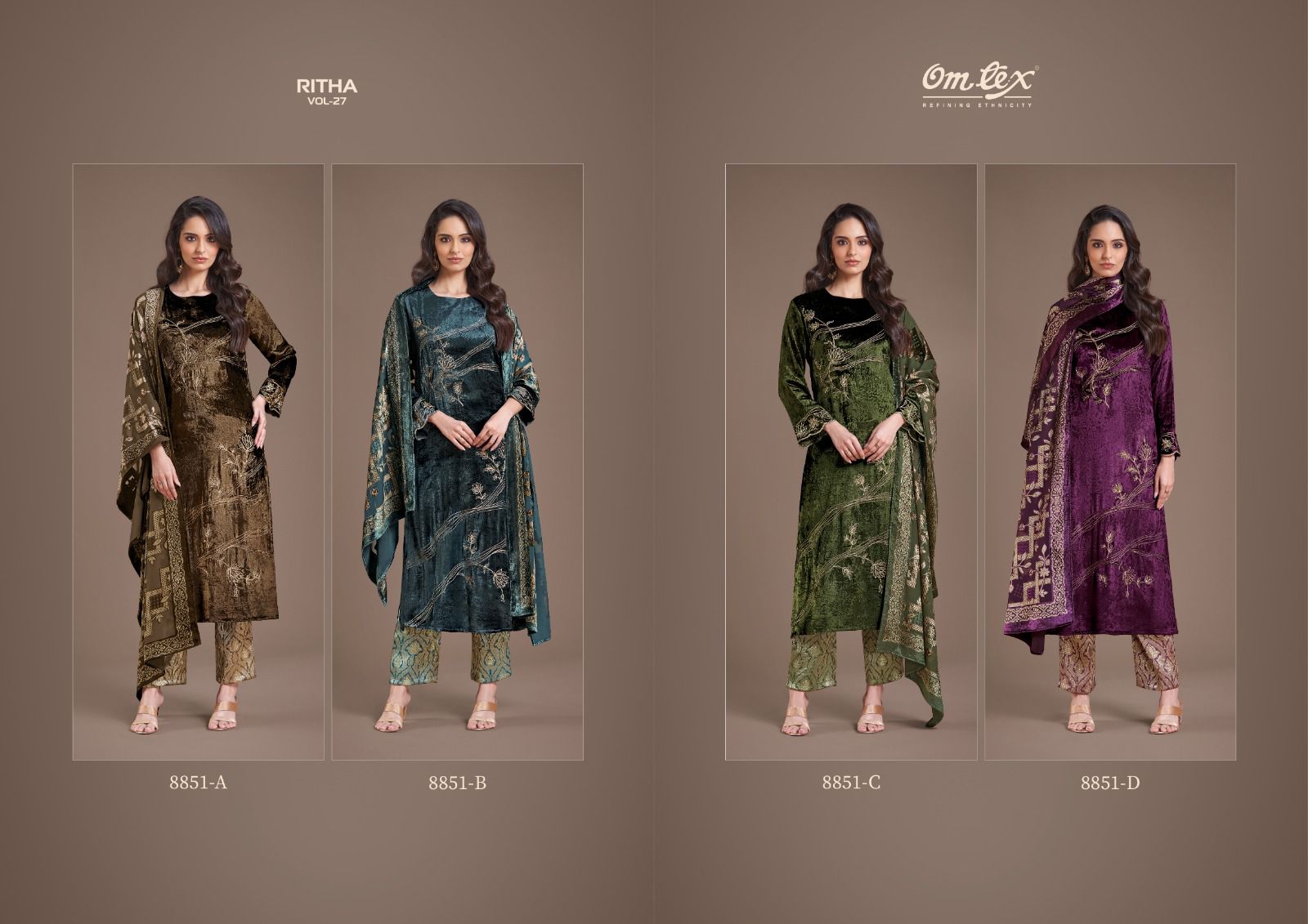 Ritha Vol 27 Omtex Velvet Suits Supplier Ahmedabad
