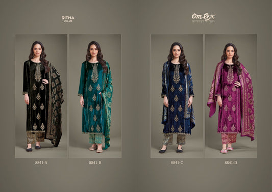 Ritha Vol 28 Omtex Pure Viscose Velvet Suits Wholesaler Gujarat