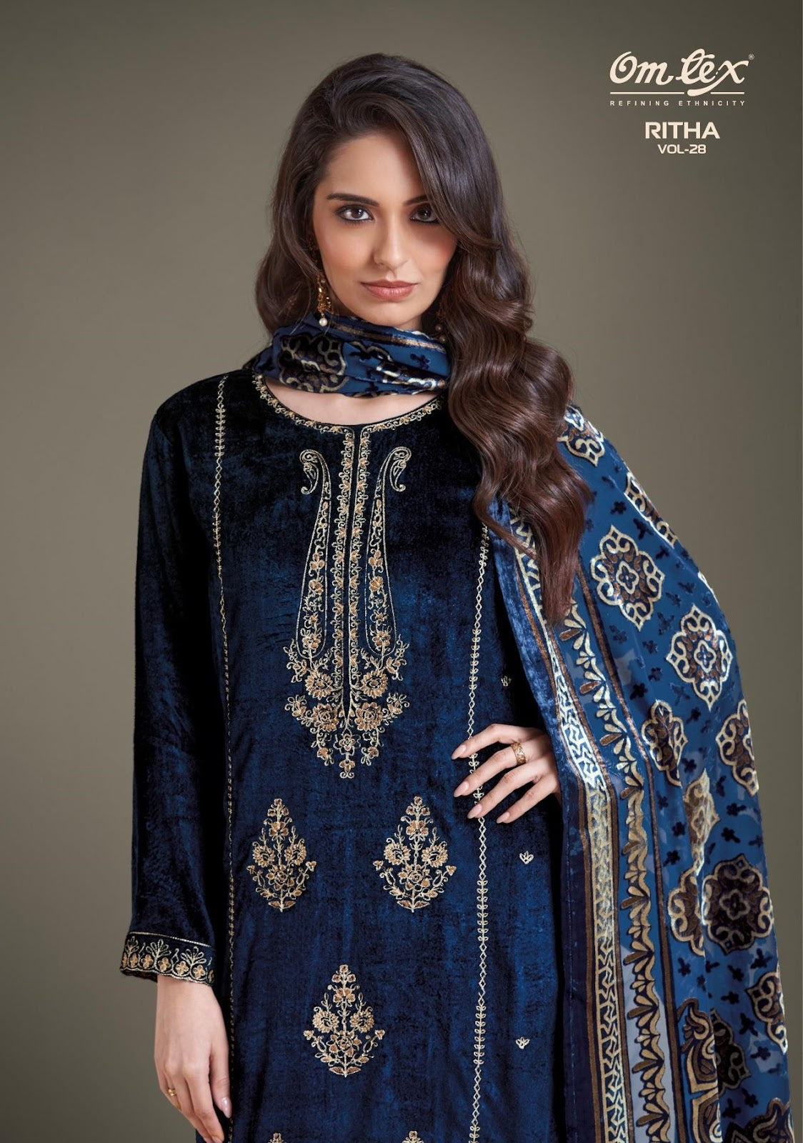 Ritha Vol 28 Omtex Pure Viscose Velvet Suits Wholesaler Gujarat