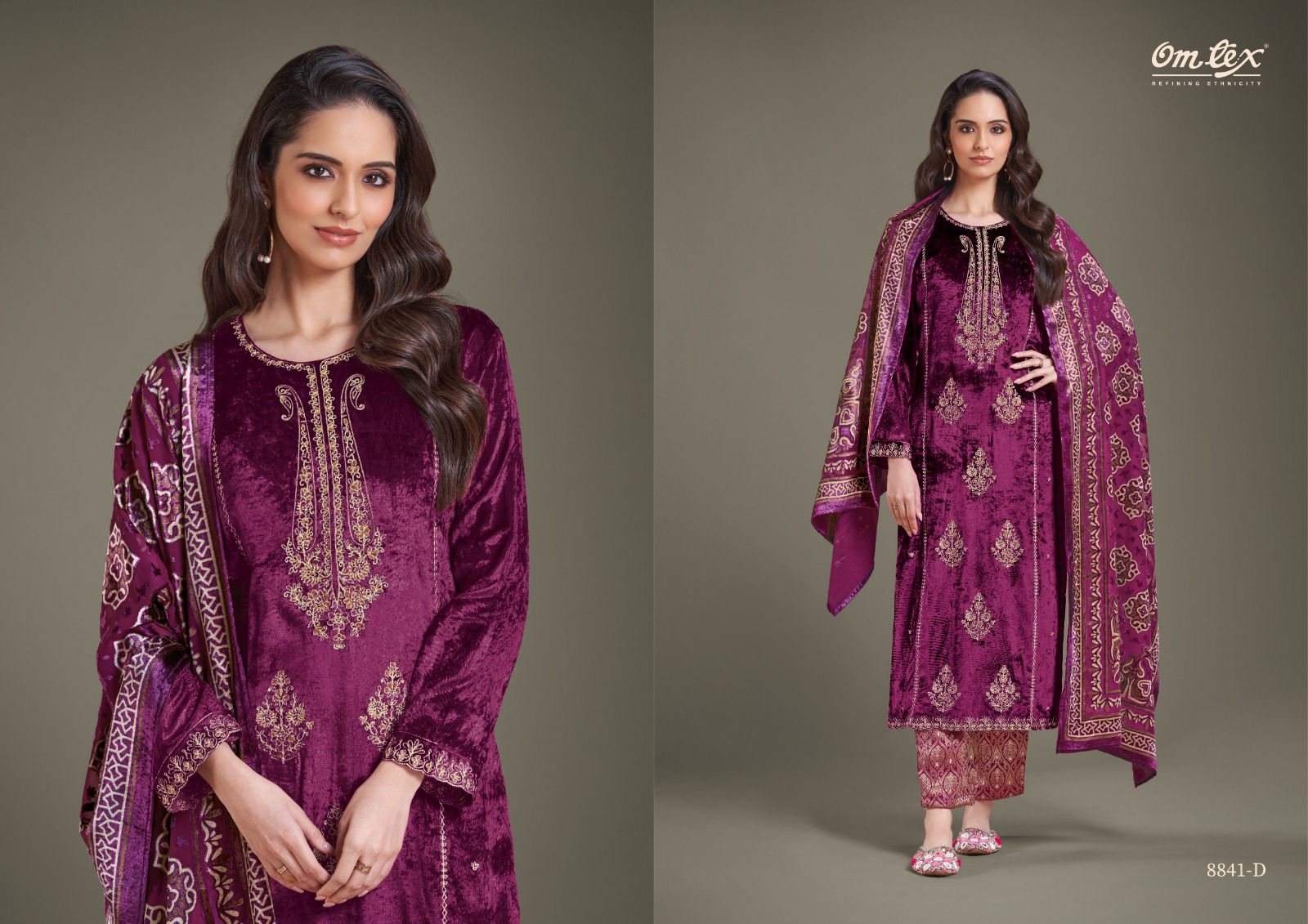 Ritha Vol 28 Omtex Pure Viscose Velvet Suits Wholesaler Gujarat
