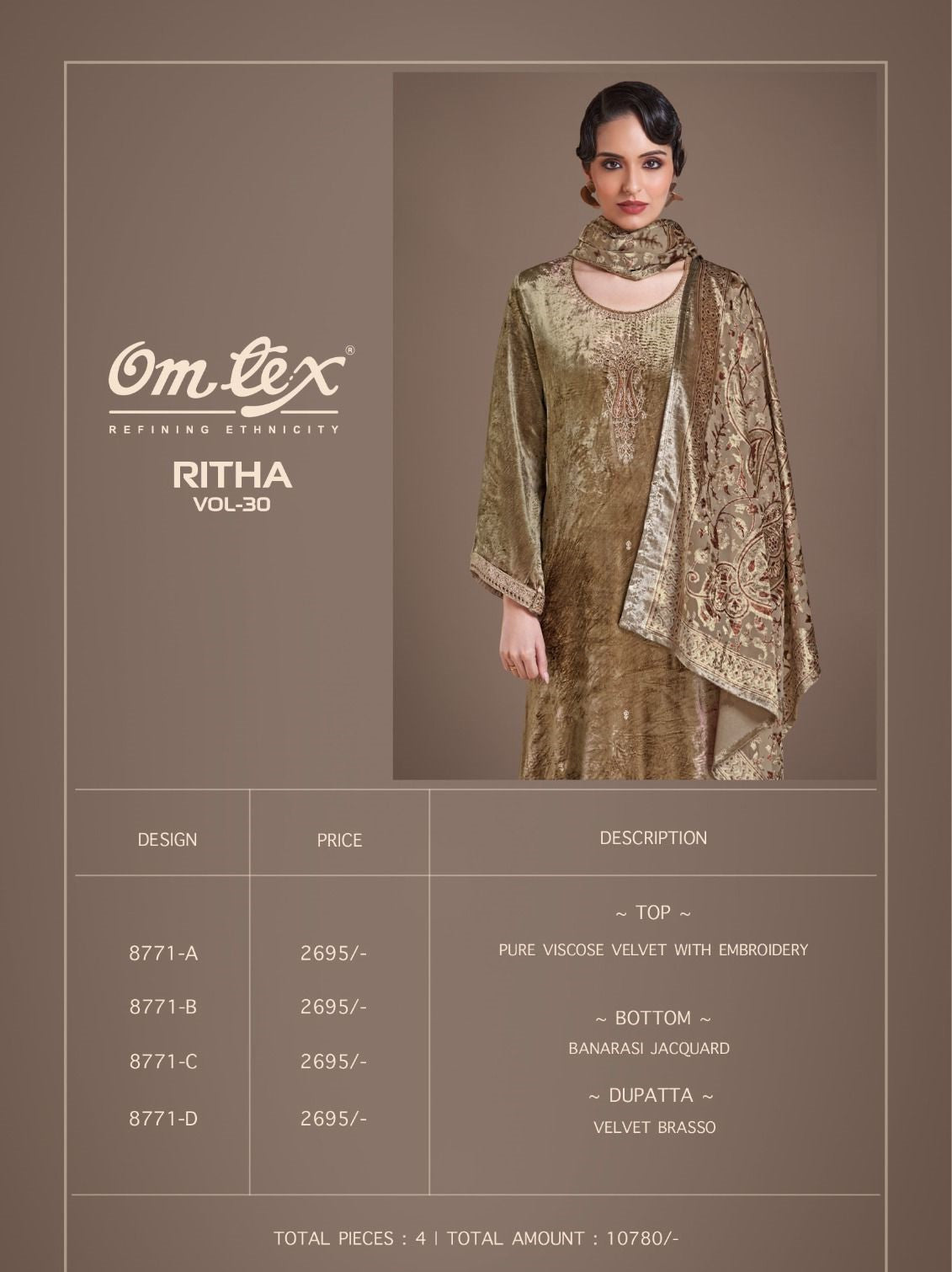 Ritha Vol 30 Omtex Velvet Suits Wholesale Rate