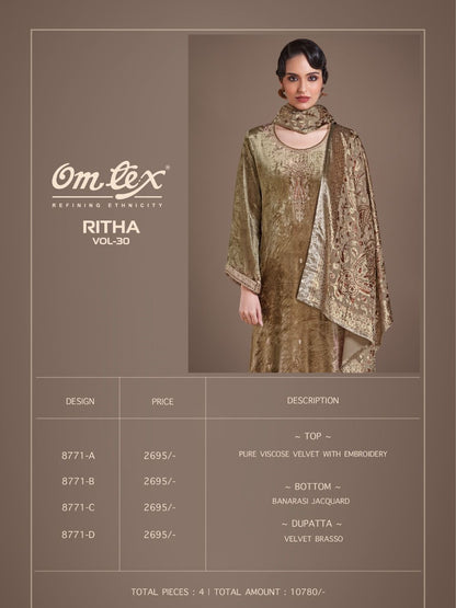 Ritha Vol 30 Omtex Velvet Suits Wholesale Rate