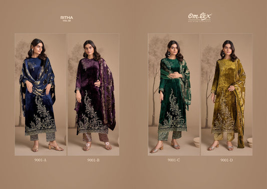 Ritha Vol 32 Omtex Viscose Velvet Suits Manufacturer India