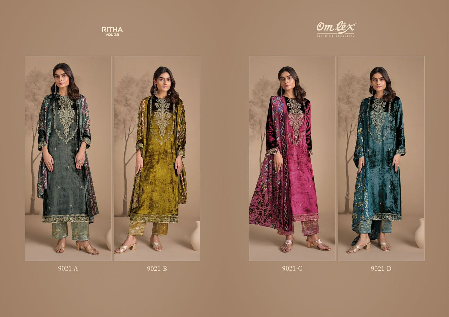 Ritha Vol 33 Omtex Velvet Suits Wholesaler India