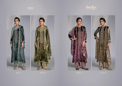 Ritha Vol 34 Omtex Pure Viscose Velvet Suits Exporter Gujarat