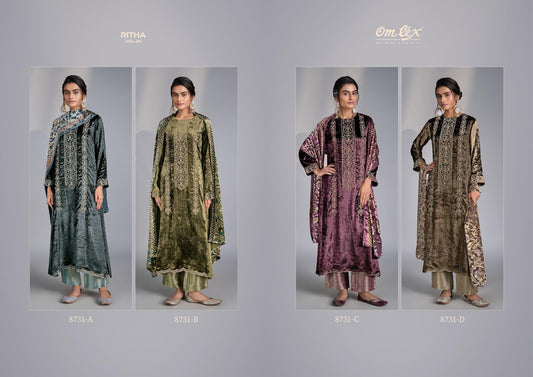 Ritha Vol 34 Omtex Pure Viscose Velvet Suits Exporter Gujarat