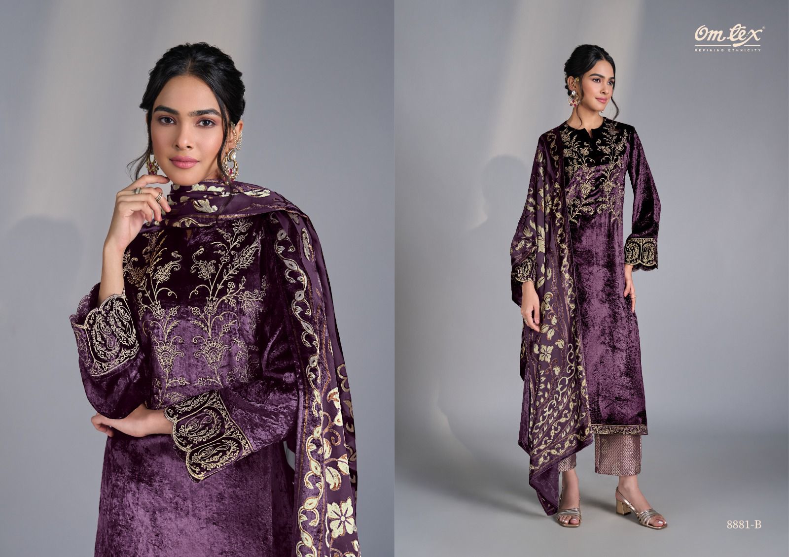 Ritha Vol 35 Omtex Pure Viscose Velvet Suits Exporter Ahmedabad
