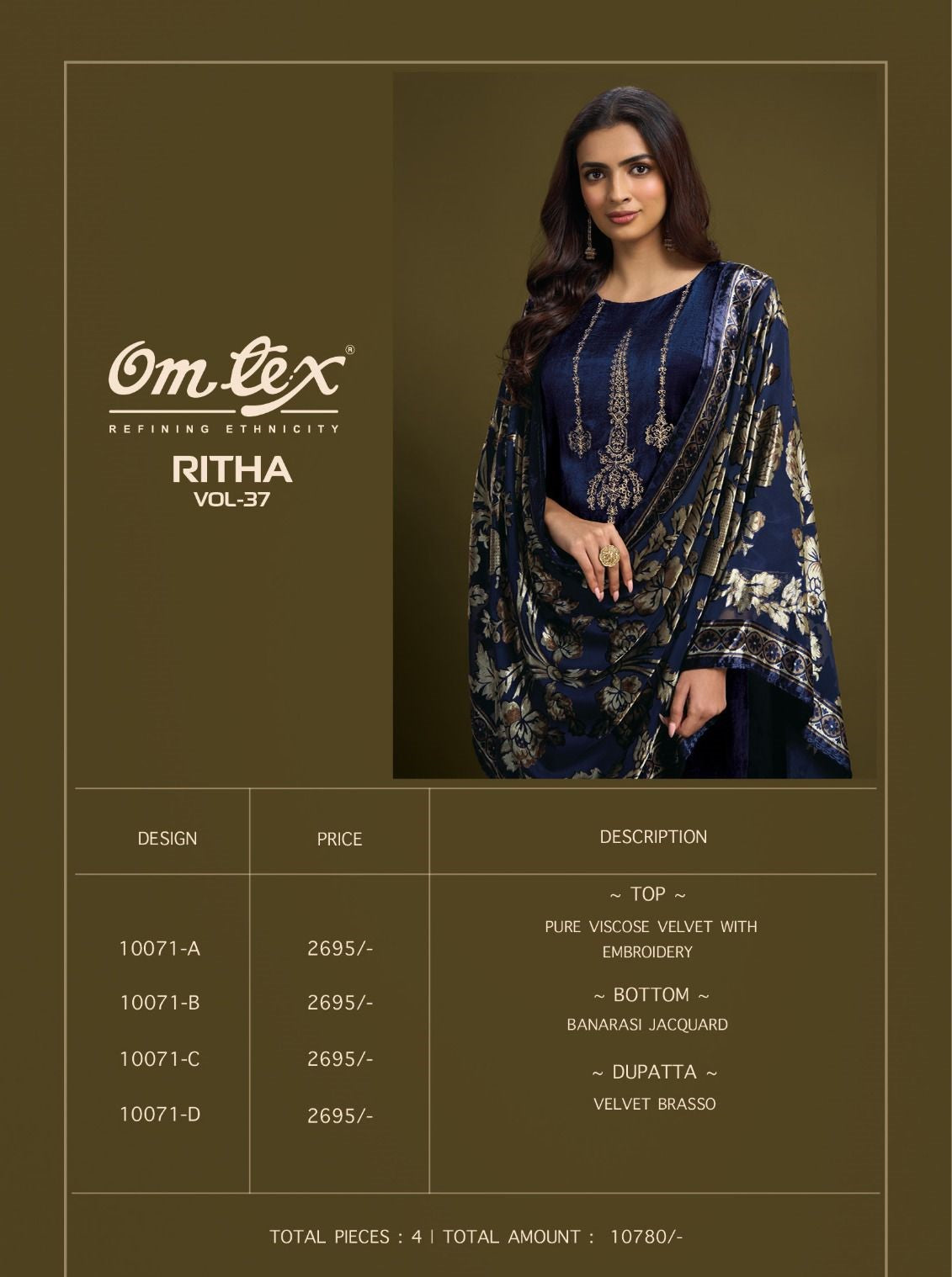 Ritha Vol 37 Omtex Velvet Suits Manufacturer Gujarat