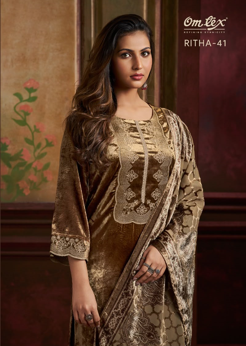 Ritha Vol 41 Omtex Viscose Velvet Suits Wholesale Rate