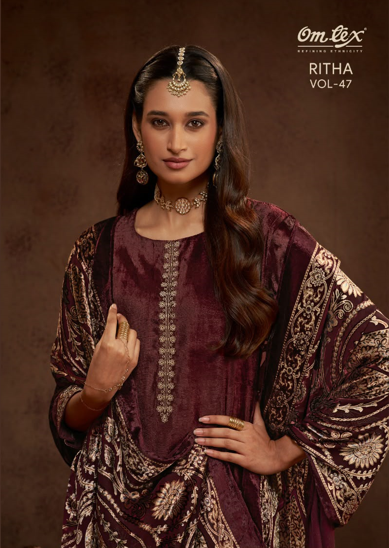 Ritha Vol 47 Omtex Viscose Velvet Suits Exporter Ahmedabad