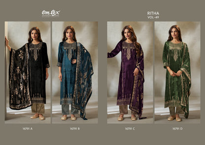 Ritha Vol 49 Omtex Viscose Velvet Suits Wholesaler Gujarat