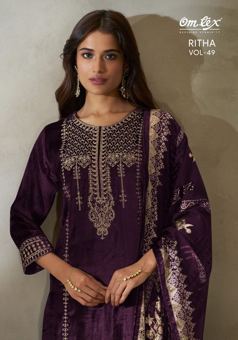 Ritha Vol 49 Omtex Viscose Velvet Suits Wholesaler Gujarat