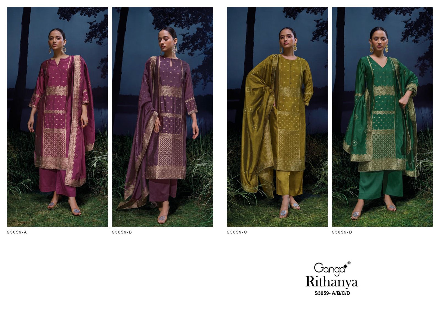 Rithanya S3059 Ganga Pure Viscose Plazzo Style Suits Supplier