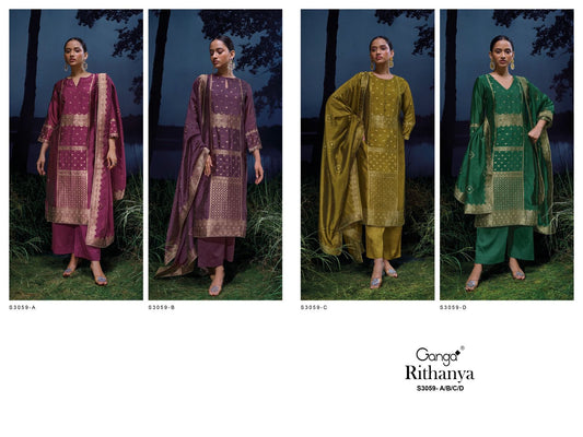 Rithanya S3059 Ganga Pure Viscose Plazzo Style Suits Supplier