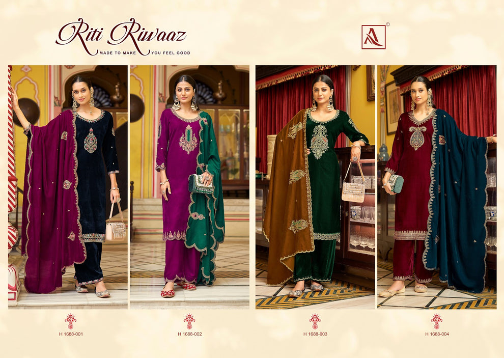 Riti Riwaaz Alok Velvet Suits Exporter – Kavya Style Plus