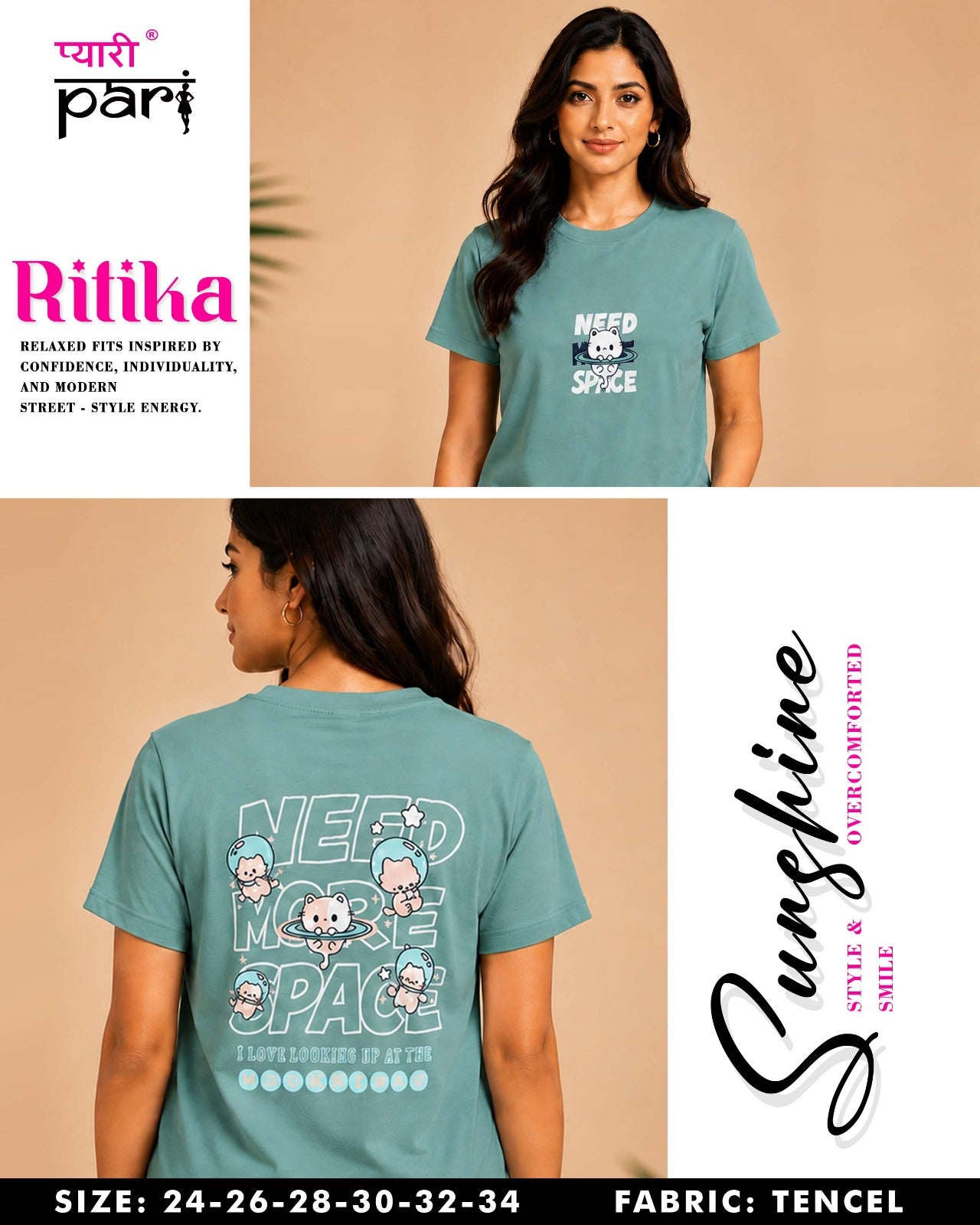 Ritika 1407 Pyari Pari Lycra Tencil Girls Tshirt Wholesaler Gujarat
