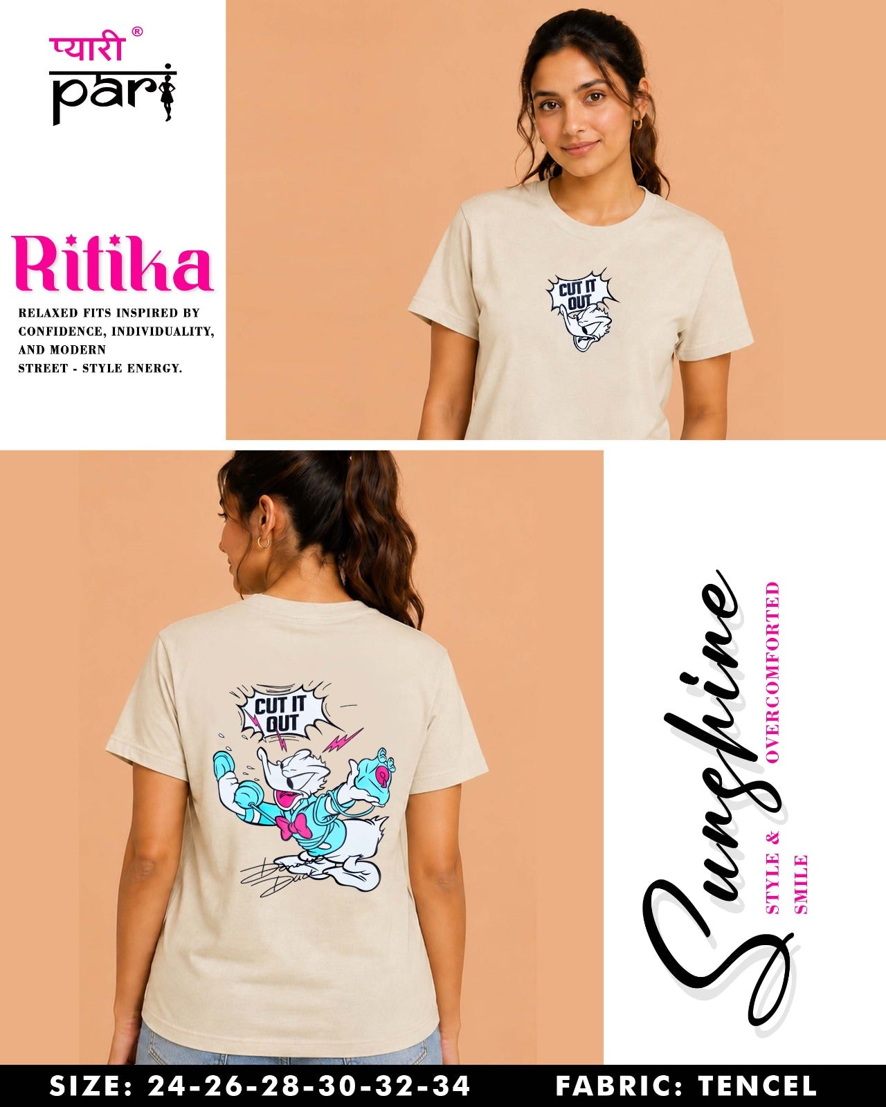 Ritika 1407 Pyari Pari Lycra Tencil Girls Tshirt Wholesaler Gujarat