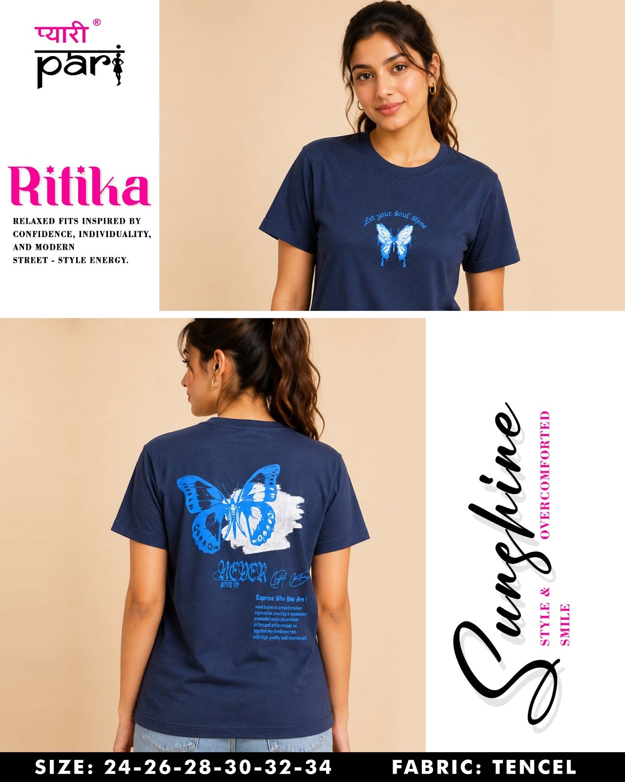 Ritika 1407 Pyari Pari Lycra Tencil Girls Tshirt Wholesaler Gujarat