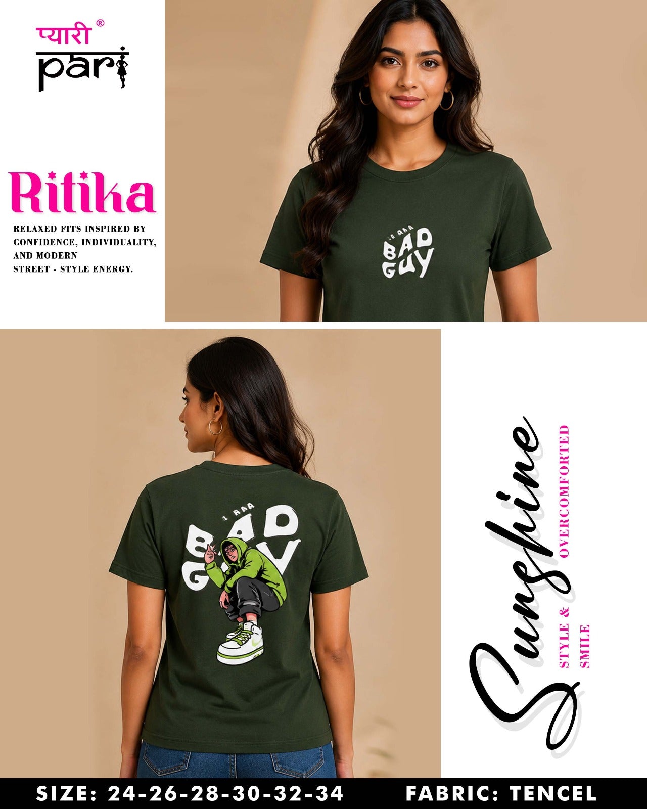 Ritika 1407 Pyari Pari Lycra Tencil Girls Tshirt Wholesaler Gujarat