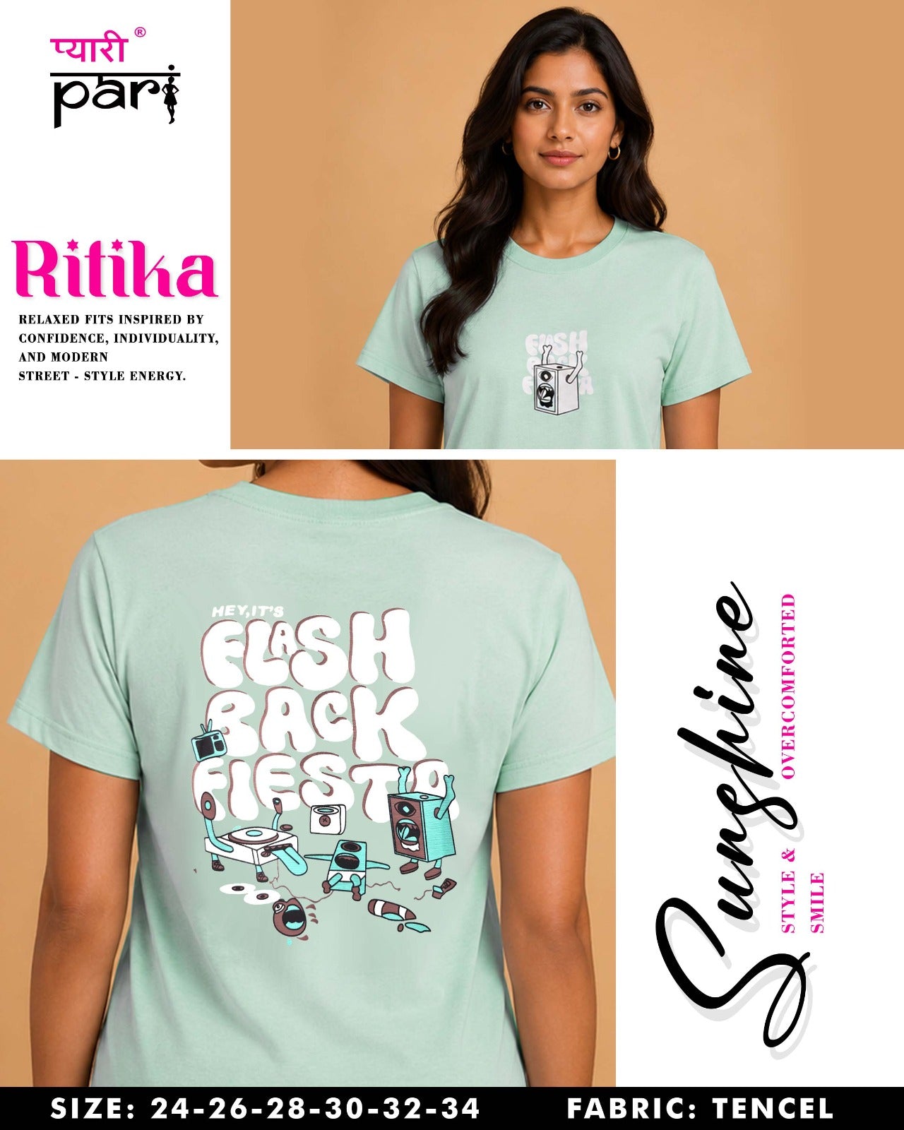 Ritika 1407 Pyari Pari Lycra Tencil Girls Tshirt Wholesaler Gujarat