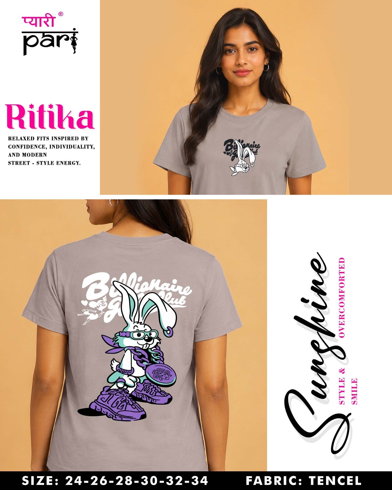 Ritika 1407 Pyari Pari Lycra Tencil Girls Tshirt Wholesaler Gujarat