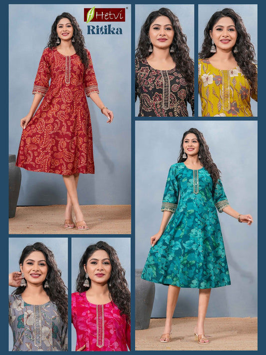 Ritika Hetvi Vertican Anarkali Kurtis Manufacturer India