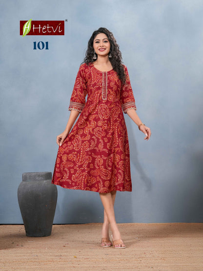 Ritika Hetvi Vertican Anarkali Kurtis Manufacturer India