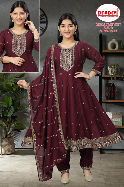 Ritika Vol 2 8955 Dt Devi Vichitra Silk Girls Readymade Pant Suits Wholesaler India