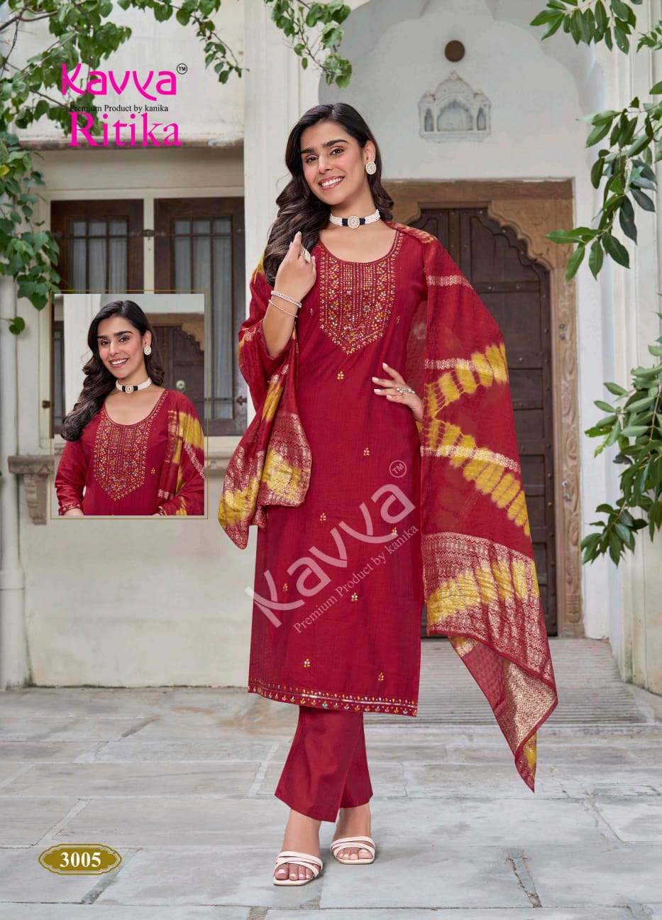 Ritika Vol 3 Kavya Viscose Readymade Pant Style Suits Supplier