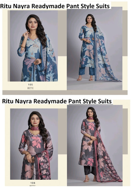 Ritu Nayra Linen Readymade Pant Style Suits Exporter