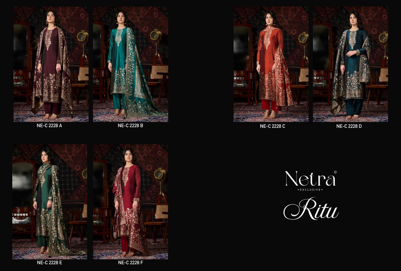 Ritu Netra Viscose Silk Pant Style Suits Manufacturer India