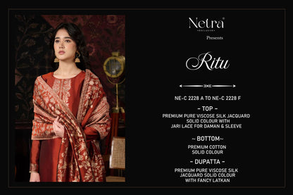 Ritu Netra Viscose Silk Pant Style Suits Manufacturer India