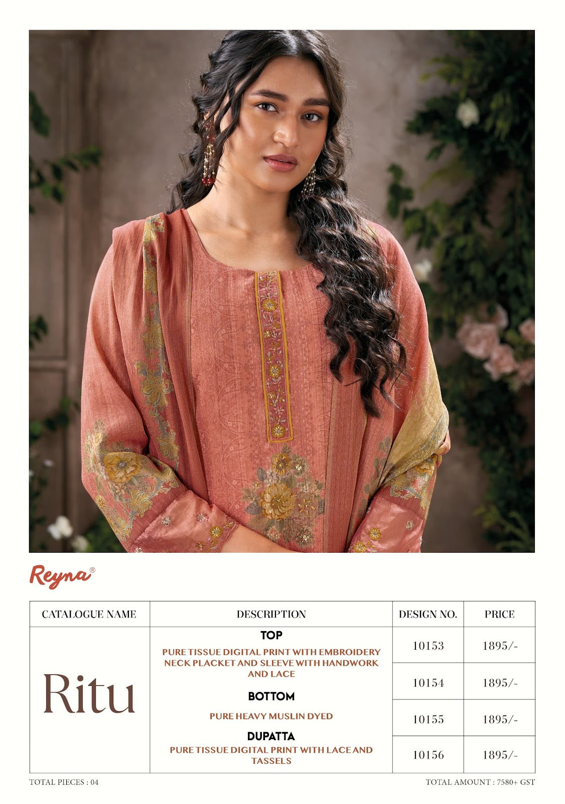 Ritu Reyna Tissue Plazzo Style Suits Wholesale Price