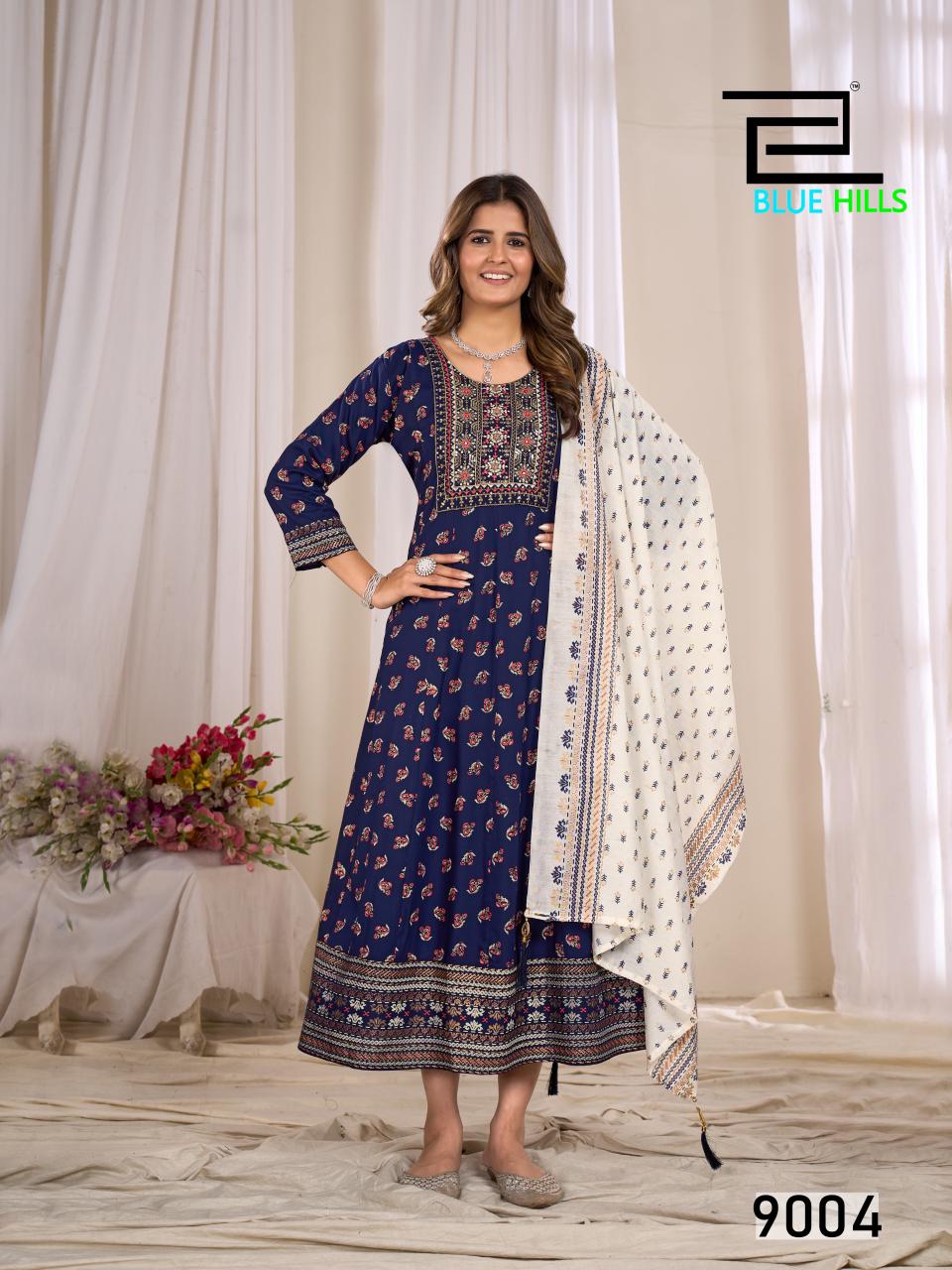 Ritu Special Vol 9 Blue Hills Rayon 14Kg Kurti Dupatta Set Manufacturer India