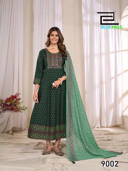 Ritu Special Vol 9 Blue Hills Rayon 14Kg Kurti Dupatta Set Manufacturer India