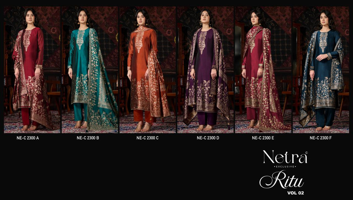 Ritu Vol 2 Netra Viscose Silk Pant Style Suits Manufacturer Ahmedabad